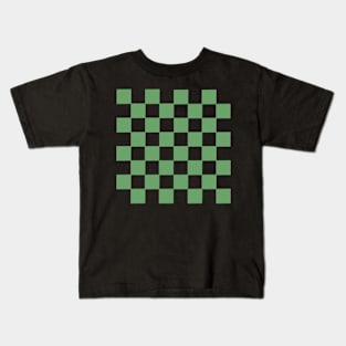 Green Checker Pattern Kids T-Shirt